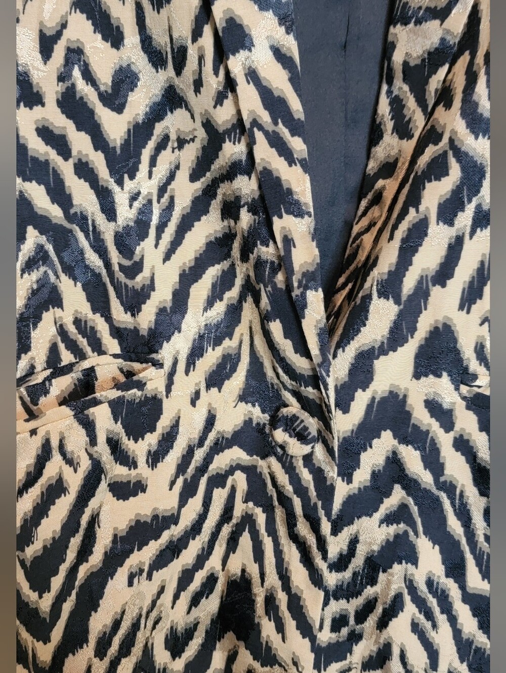 Mango MNG Black & Beige Animal-Print Blazer, NWOT, Small, Office, Career, Zebra - Picture 2 of 8